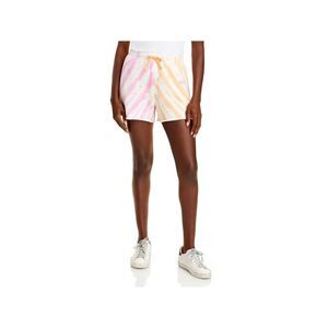 WSLY Womens White Stretch Tie Raw Hem Tie Dye Shorts L